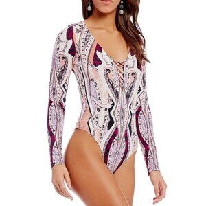 Free People, Pick A Place Bodysuit, Ivory Combo, Size S, NWT